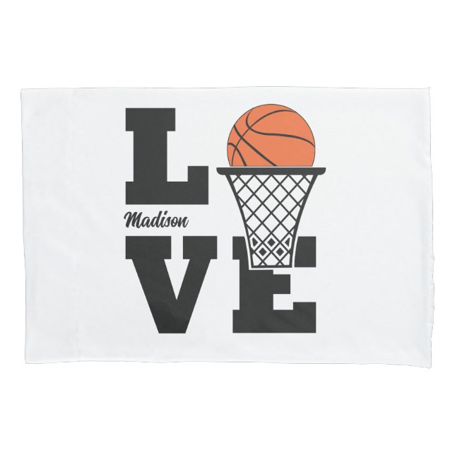 Custom Name Basketball Love Pillow Case (Front)