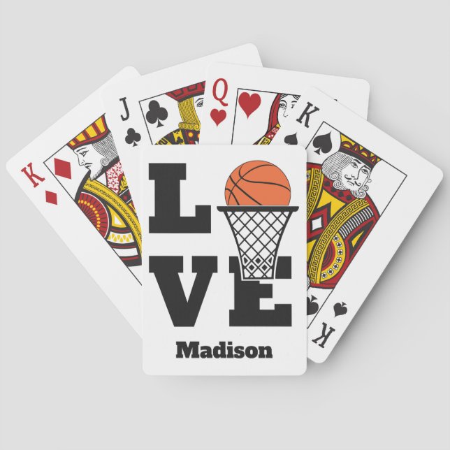 Custom Name Basketball Love Poker Cards (Back)