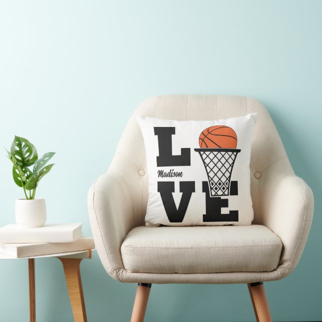 Custom Name Basketball Love Throw Pillow (Chair)