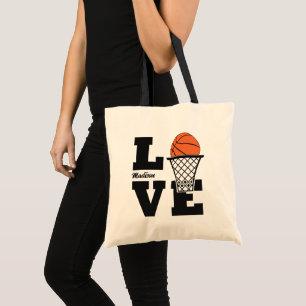 Custom Name Basketball Love Tote Bag