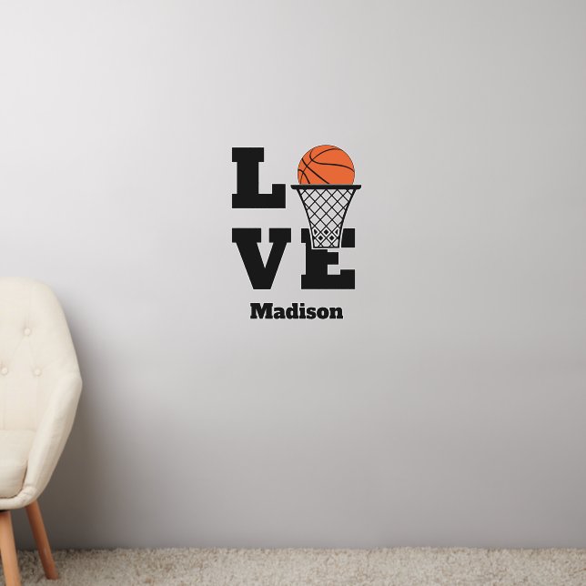 Custom Name Basketball Love Wall Decal (Living Room 2)