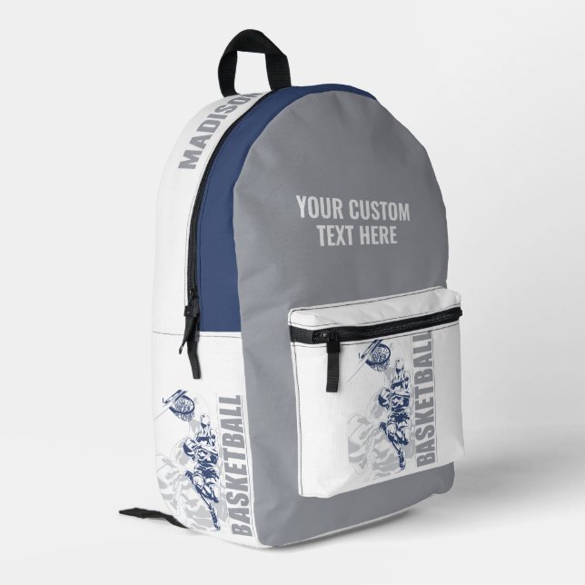 Custom Name Basketball Player Printed Backpack (Back Corner Left)
