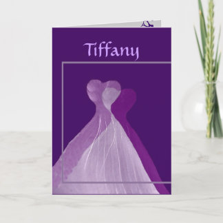 CUSTOM NAME Be My Bridesmaid with Purple Gowns Invitation