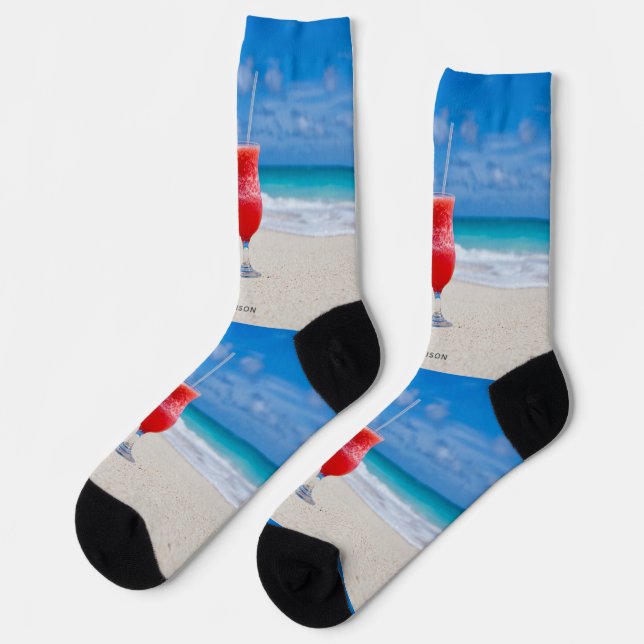 Custom name Beach Coctail Socks (Left)