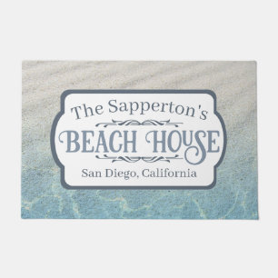 Custom Name Beach House Sand and Water Doormat
