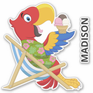 Custom name Beach Macaw Sticker