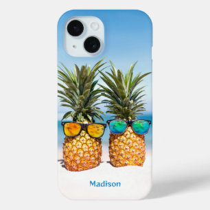 Custom Name Beach Pineapples iPhone 15 Case