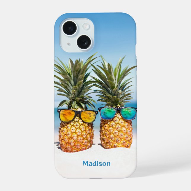 Custom Name Beach Pineapples Iphone Case (Back)