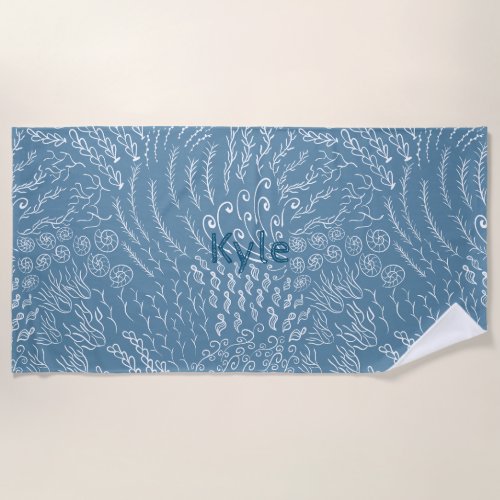 Custom Name Beach Towel Sea Print