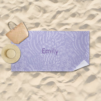 Custom Name Beach Towel –Sea Shell & Coral Print