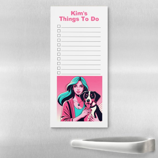 Custom Name Beagle Lover Pop Art Things To Do Magnetic Notepad (In Situ)