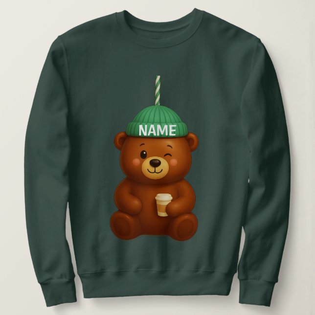 Custom Name Bearista | Personalized Barista Bear | Sweatshirt (Design Front)