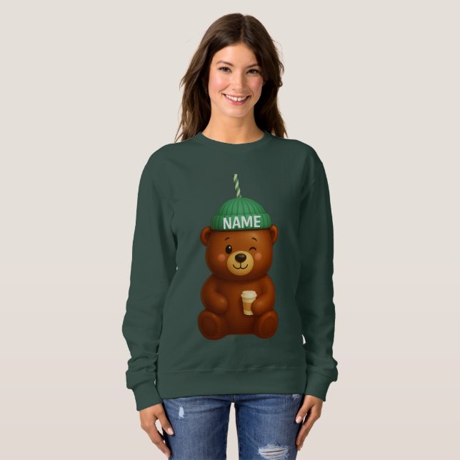 Custom Name Bearista | Personalized Barista Bear | Sweatshirt (Front Full)