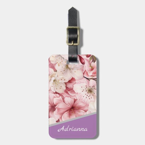 Custom Name Beautiful Sakura Blossom Pink Luggage Tag