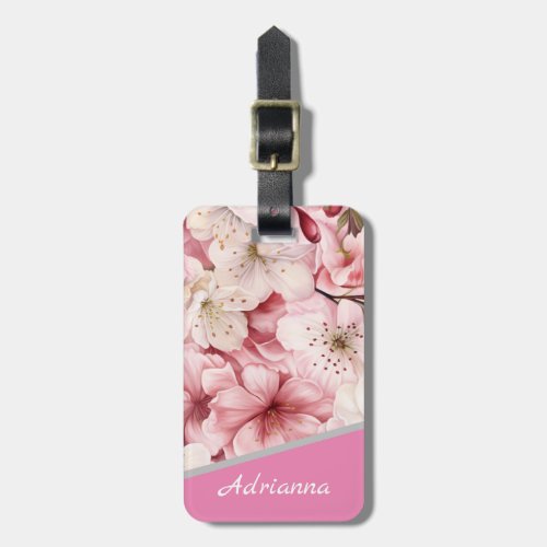 Custom name Beautiful Sakura Cherry Blossom Pink Luggage Tag