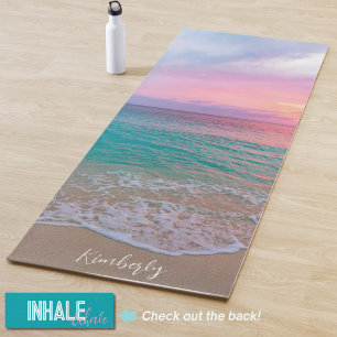 Custom Name Beautiful Sunset Beach Yoga Mat