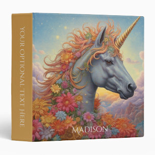 Custom Name Beautiful Unicorn 3 Ring Binder