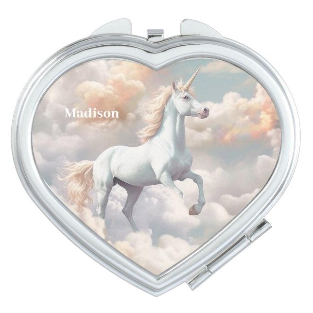 Custom Name Beautiful Unicorn Compact Mirror (Front)