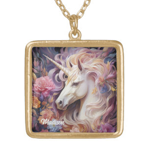 Custom Name Beautiful Unicorn Gold Plated Necklace