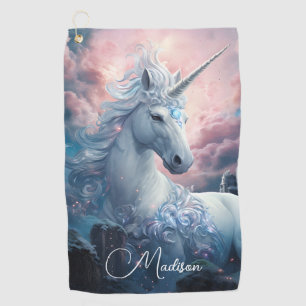 Custom Name Beautiful Unicorn Golf Towel