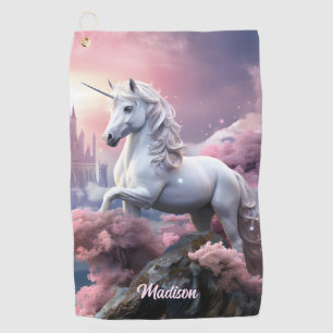 Custom Name Beautiful Unicorn Golf Towel