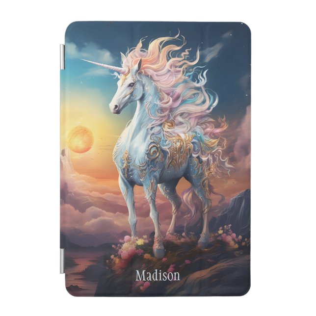 Custom Name Beautiful Unicorn iPad Mini Cover (Front)