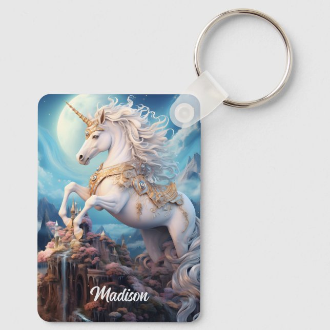 Custom Name Beautiful Unicorn Keychain (Back)