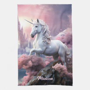 Custom Name Beautiful Unicorn Kitchen Towel