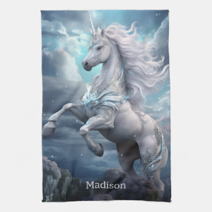 Custom Name Beautiful Unicorn Kitchen Towel
