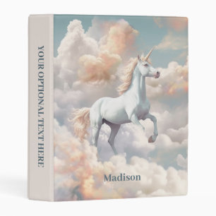 Custom Name Beautiful Unicorn Mini Binder