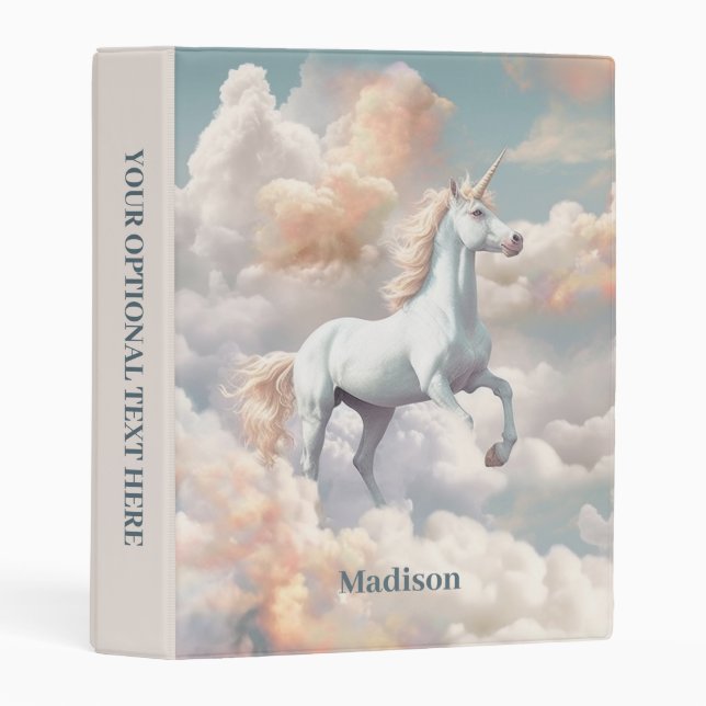 Custom Name Beautiful Unicorn Mini Binder (Front/Spine)