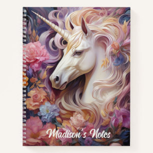 Custom Name Beautiful Unicorn Notebook