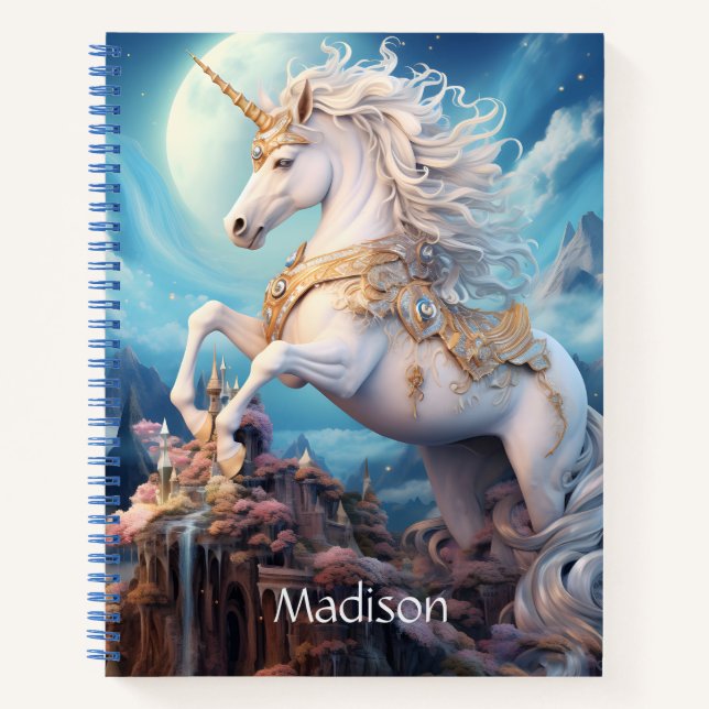 Custom Name Beautiful Unicorn Notebook (Front)