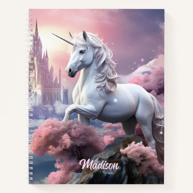 Custom Name Beautiful Unicorn Notebook (Front)