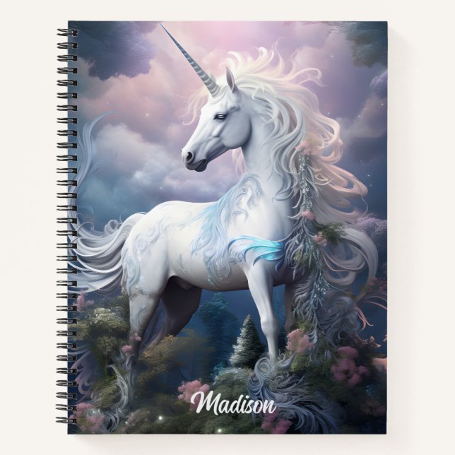 Custom Name Beautiful Unicorn Notebook (Front)