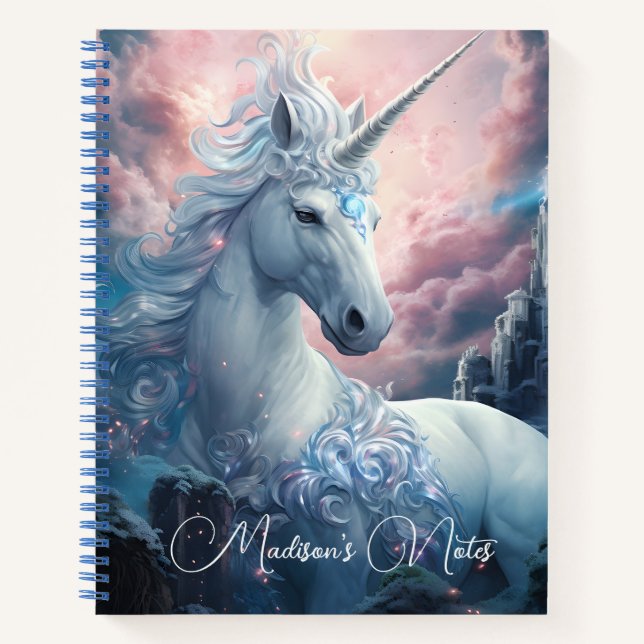 Custom Name Beautiful Unicorn Notebook (Front)