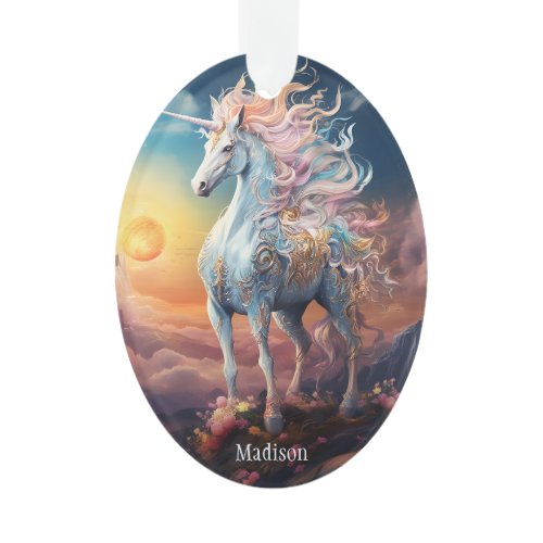 Custom Name Beautiful Unicorn Ornament