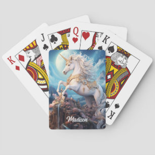 Custom Name Beautiful Unicorn Poker Cards