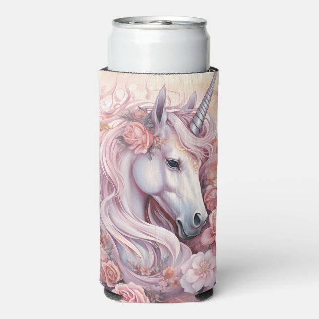 Custom Name Beautiful Unicorn Seltzer Can Cooler (Seltzer Back)