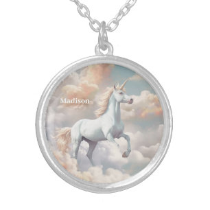 Custom Name Beautiful Unicorn Silver Plated Necklace