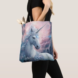 Custom Name Beautiful Unicorn Tote Bag