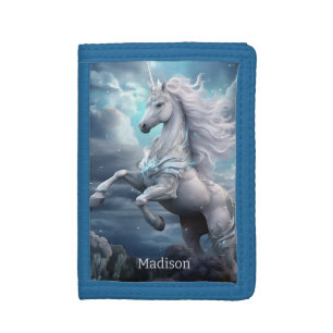 Custom Name Beautiful Unicorn Tri-fold Wallet