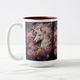 Custom Name Beautiful Unicorn Two-Tone Coffee Mug