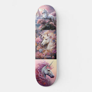 Custom Name Beautiful Unicorns Skateboard