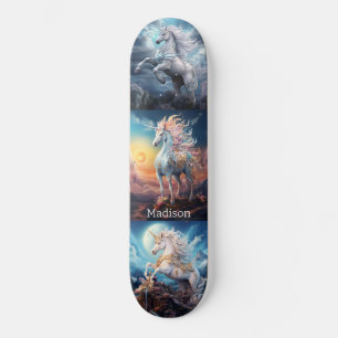 Custom Name Beautiful Unicorns Skateboard