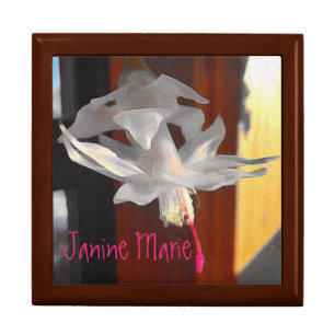 Custom Name Beautiful White Cactus Flower Photo Gift Box