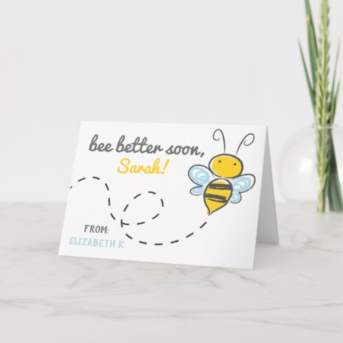 Custom name bee better soon Cute Get well Card