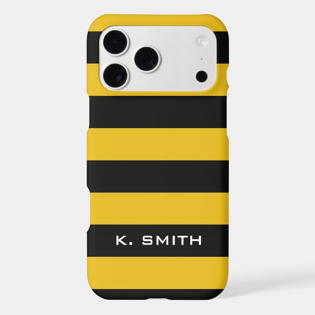 Custom Name | Bee Black and Yellow Stripes Pattern Iphone Case (Back)