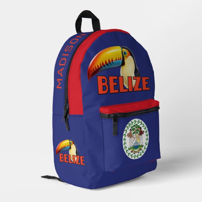 Custom Name Belize Printed Backpack (Back Corner Left)