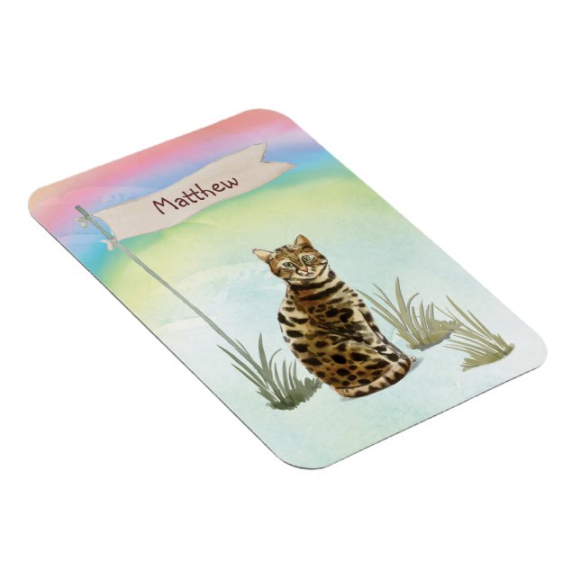 Custom Name Bengal Cat Pet Magnet (Right Side)